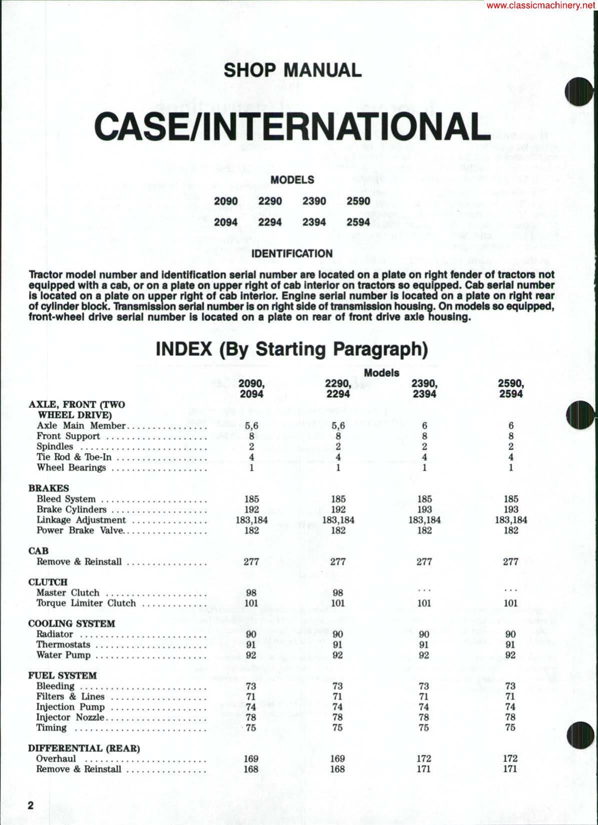 CASE international 2090,2290,2390,2590,2094,2294,2394,2594 series - shop manual